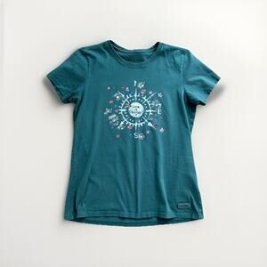 Life Is Good T Shirt Women’s Medium Green Gardening Short Sleeve Crusher Tee Top